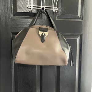 NICOLI Black and Brown Italian Leather Satchel